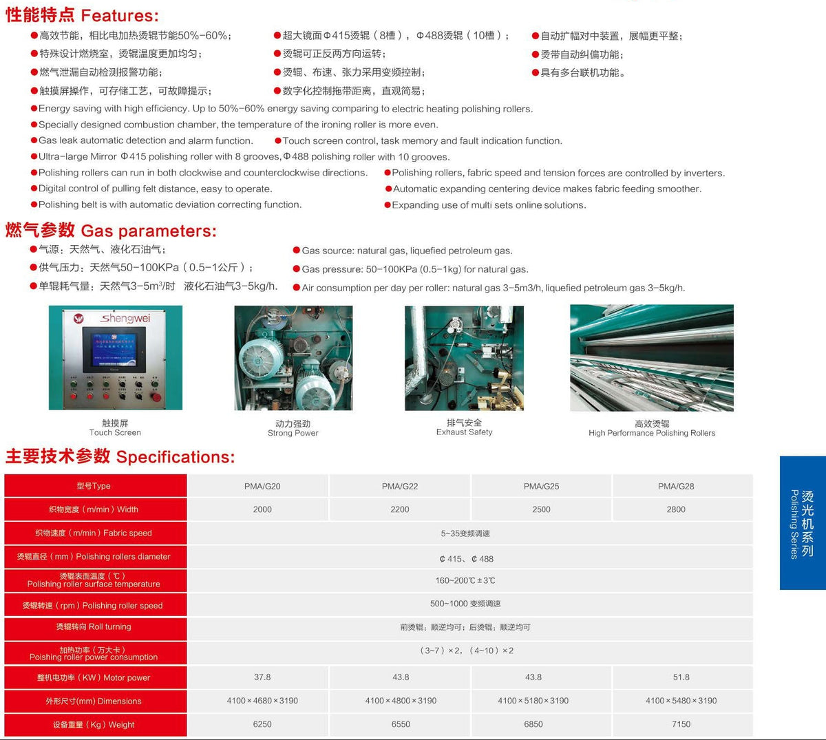 PMA/G Double Roller Gas Ironing Machine