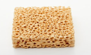 Zirconia ceramic foam filter square block - yellow color, thick profile